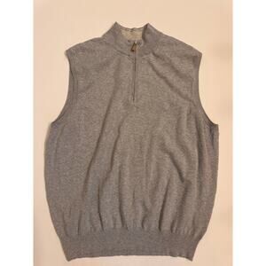 Peter Millar Men's 1/4 Zip Gray Sweater Vest Pima Cotton/Silk/Cashmere Blend XL